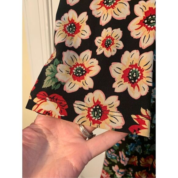 CURATIONS MAXI DRESS BOHO WRAP FRONT V NECK 3/4 SLEEVES BANDED WAIST SZ MED - Picture 9 of 14